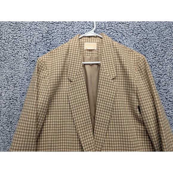 VTG Pendleton 100% Wool Blazer Size 12 Tall Academia Preppy Check Tweed Beige - Picture 3 of 16